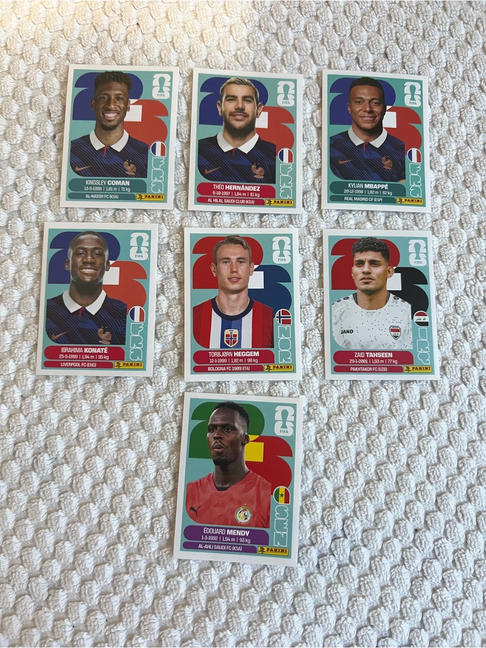 Lot of 7 Panini World Cup Player Sticker